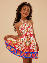 Young Girl Woven Ditsy Floral Ruched Fitted Casual Midi Dress